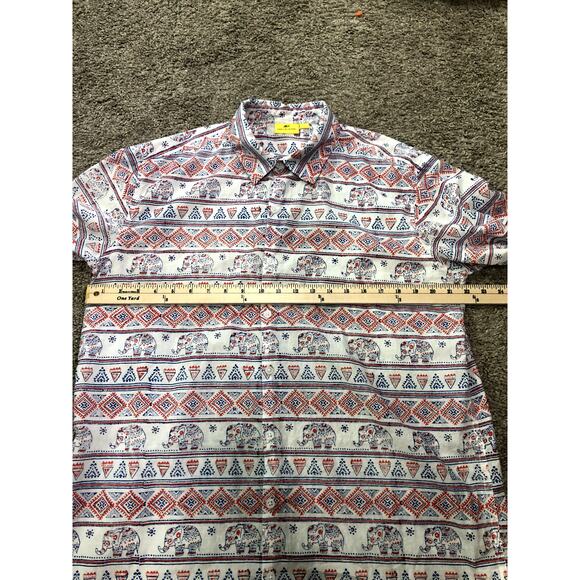 Roberta Roller Rabbit Men's Button Down Shirt Short Sleeve White Cotton - Picture 11 of 14